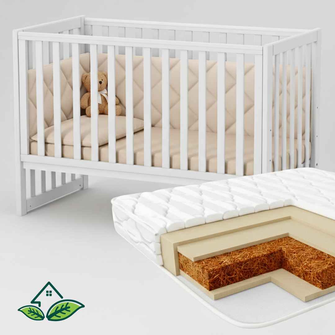 Sada. Dětská postýlka Sleeppo Gekko Kids 120x60 s kvalitní matrací. Bílá